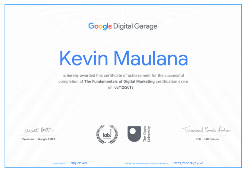 Kevin Maulana Google Certificate
